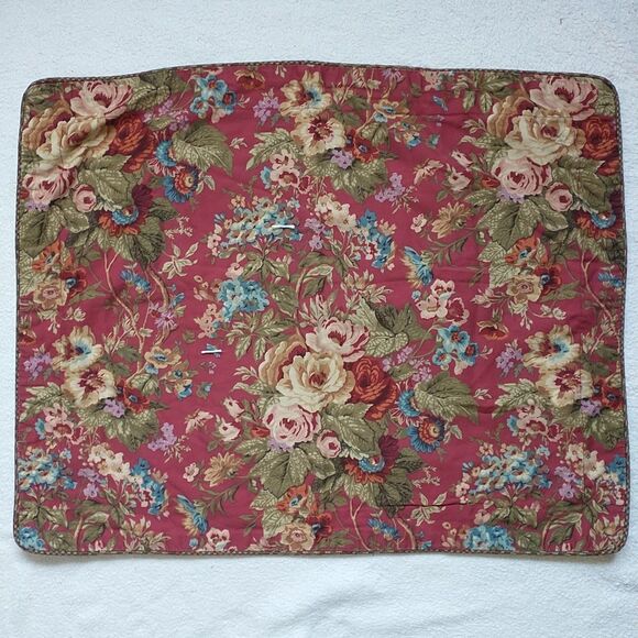 Ralph Lauren Chaps Pillow Sham Summerton Red Floral Plaid Standard Size Cotton - Picture 9 of 9